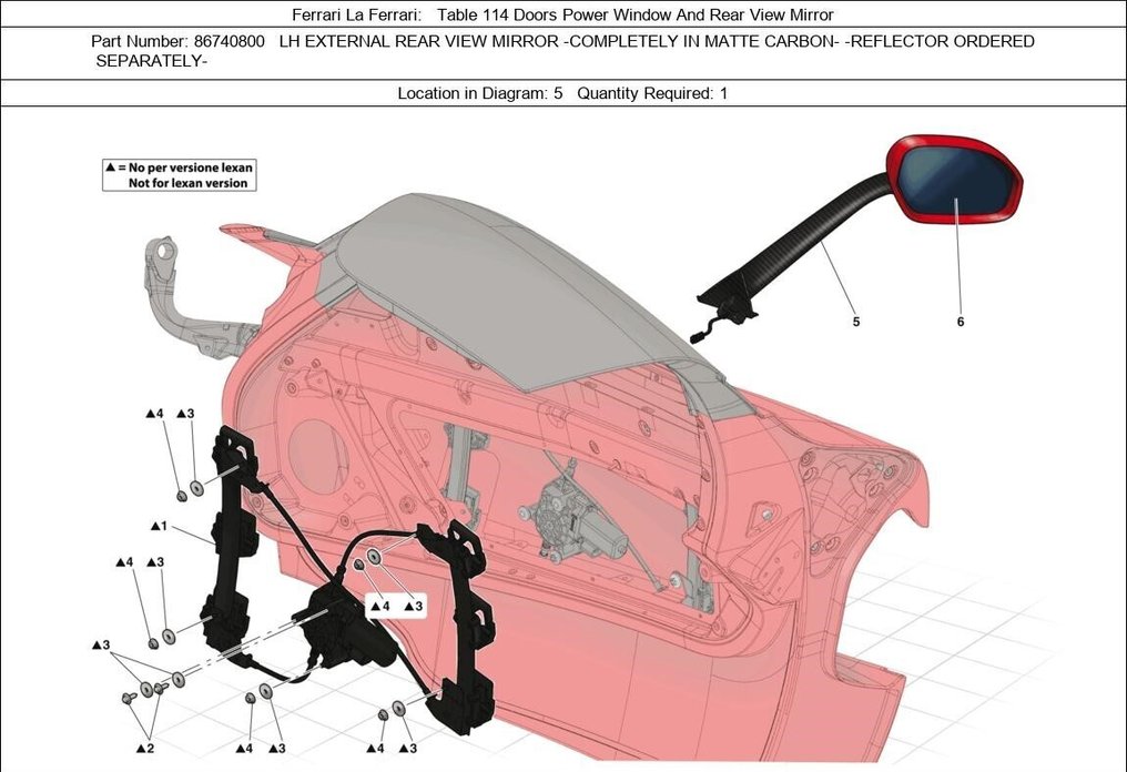Parte di auto - Ferrari - RH EXTERNAL REAR VIEW MIRROR Genuine specchio retrovisore esterno dx FERRARI LAFERRARI FXXK - Dopo il 2000 #2.1