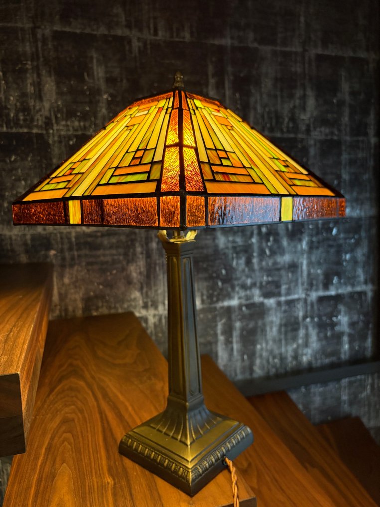 Style Tiffany - Lampe de table - dans l'esprit de l'Art Déco American Style 30/40 "Streamline Modern" - Verre, Métal - Taille XXL (50 cm) #1.0