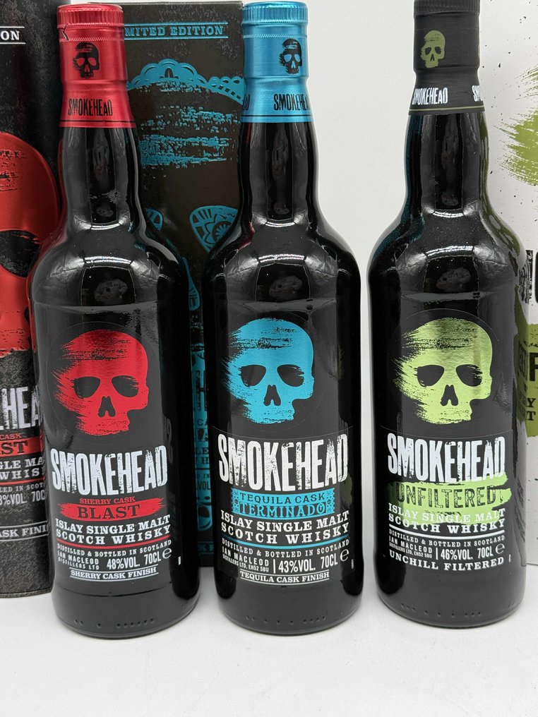 Smokehead - Blast Sherry Cask, Terminado Tequila Cask & Unfiltered with glasses - Ian MacLeod  - 70cl - 3 üvegek #1.0
