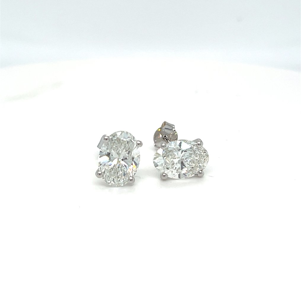 Nincs minimálár - Drop fülbevaló - 14 kt. Fehér arany -  5.08ct. tw. Gyémánt (Laboratóriumban előállított) #1.0