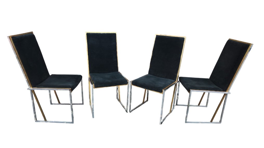 Zevi S.p.A. - Renato Zevi - 椅子 (4) - 铁, 金属, 钢, 丝绒 - 意大利复古设计 #1.0