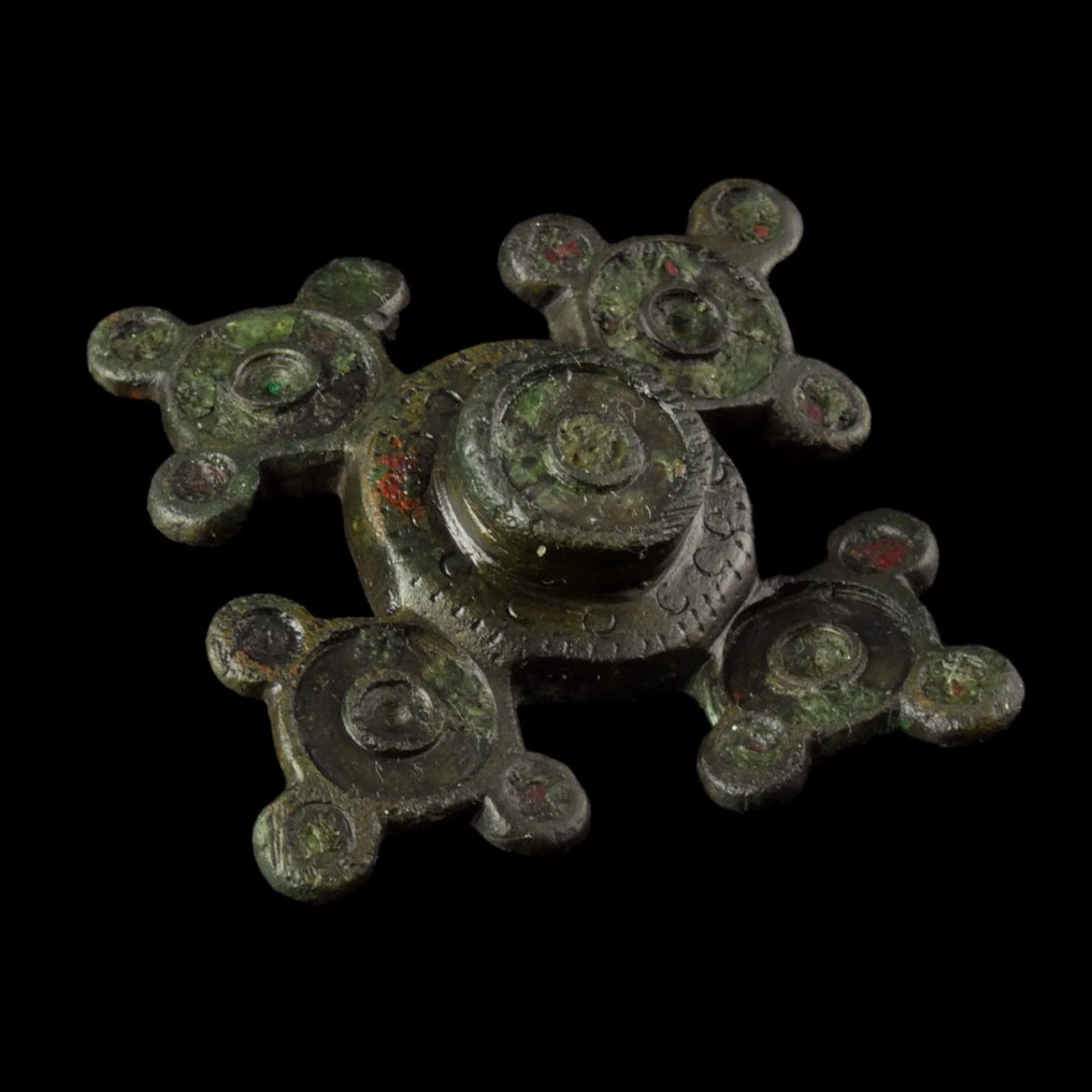 Γαλλορωμαϊκός - πρώιμος Γερμανικός Εμαγιέ σταυροειδές καρφίτσα - μεγάλο μέγεθος. #1.0