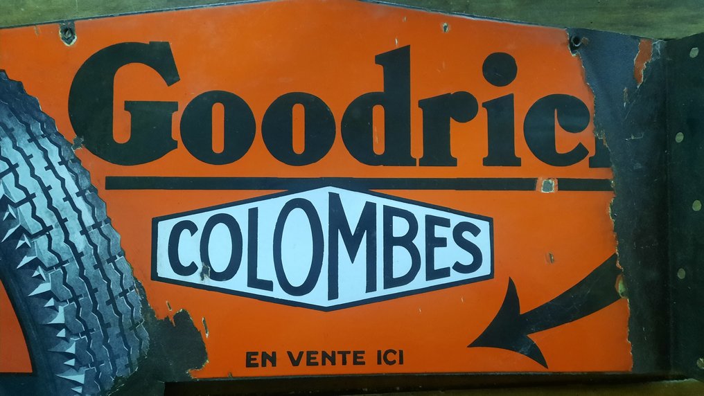 Goodrich - Διαφημιστική πινακίδα - Παλαιά εμαγιέ πινακίδα διπλής όψης. #2.1