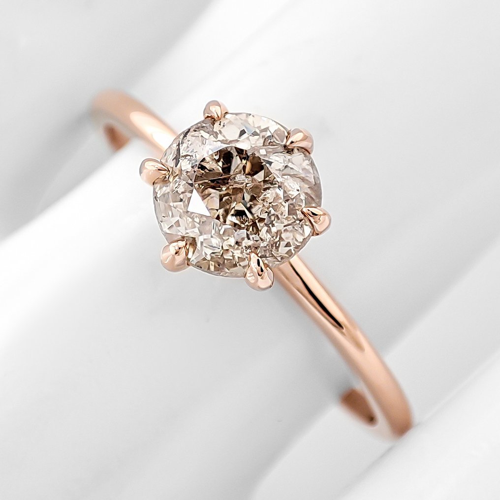 Fără preț de rezervă - Inel - 14 ct. Aur roz - 1.06ct. tw. Diamant (Colorat natural) - Certificat IGI #2.1