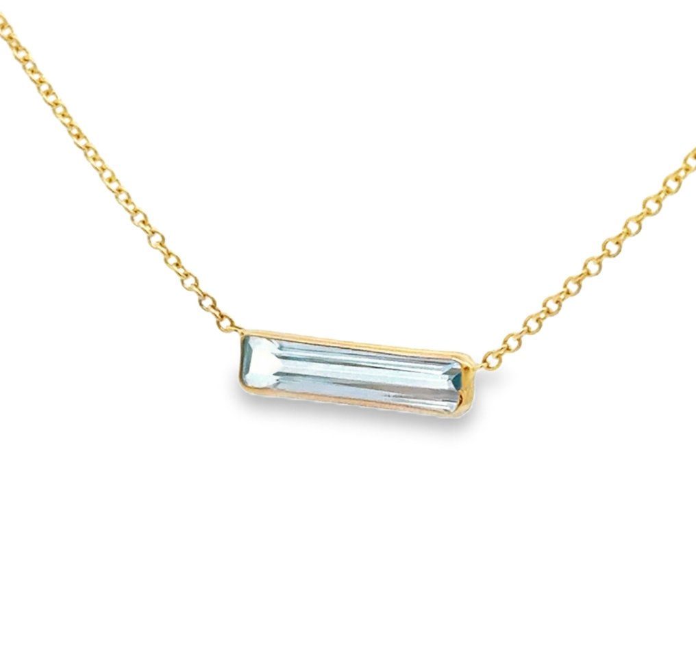 没有保留价 - 项链 - 14K包金 黄金 - 1.00ct. tw. 海蓝宝石 #1.0