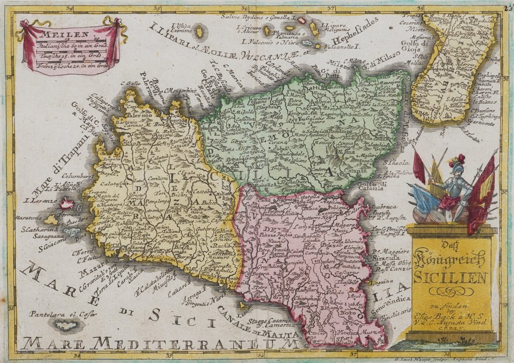 Italia - Sicilia; Elias Baeck - das Königreich Sicilien - 1721-1750 #1.0