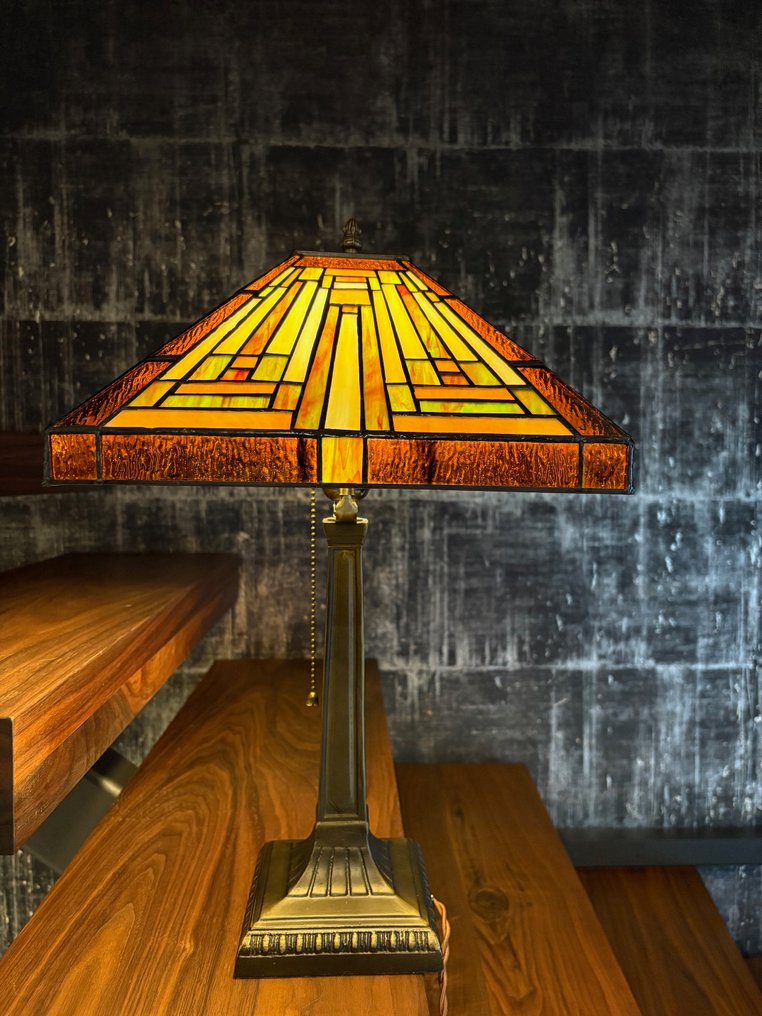 Style Tiffany - Lampe de table - dans l'esprit de l'Art Déco American Style 30/40 "Streamline Modern" - Verre, Métal - Taille XXL (50 cm) #3.2
