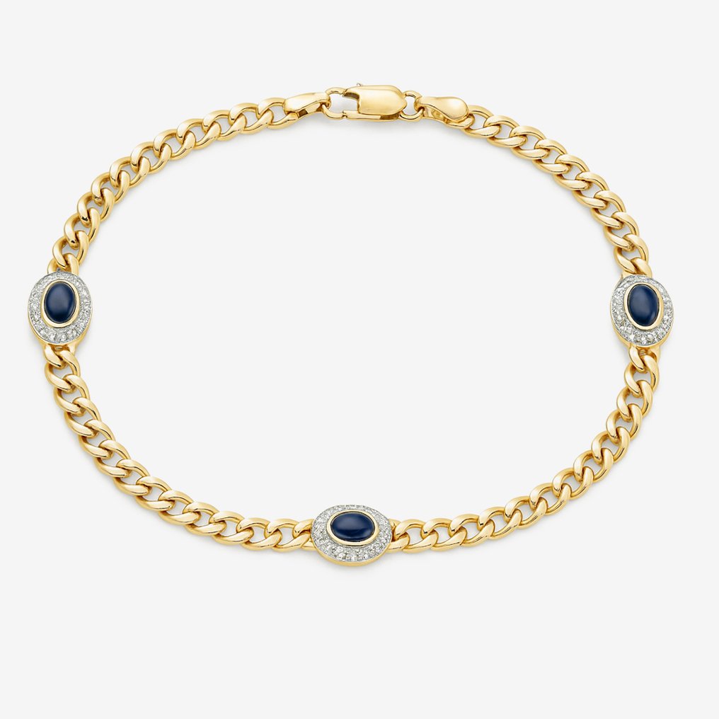 Zonder minimumprijs - Designer jewellery - Armband - Hauszertifikat - 14 karaat Geel goud, Witgoud - 0.58ct. tw. Saffier - Diamant - Saphire 0,30 ct. #1.0