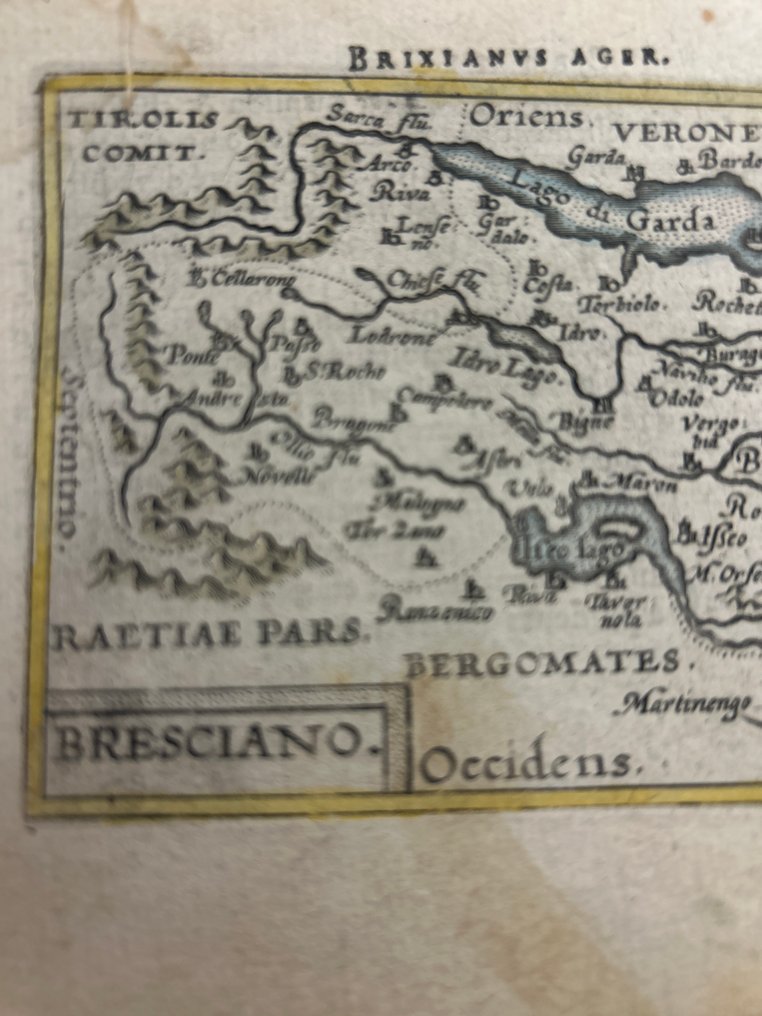 義大利 - 伦巴第 / 布雷西亚地区，包括加尔达湖、布雷西亚、克雷马及其周边城市。; Abraham Ortelius (1527–1598) - “Brixianus Ager / Bresciano” - 1601-1620 #1.0