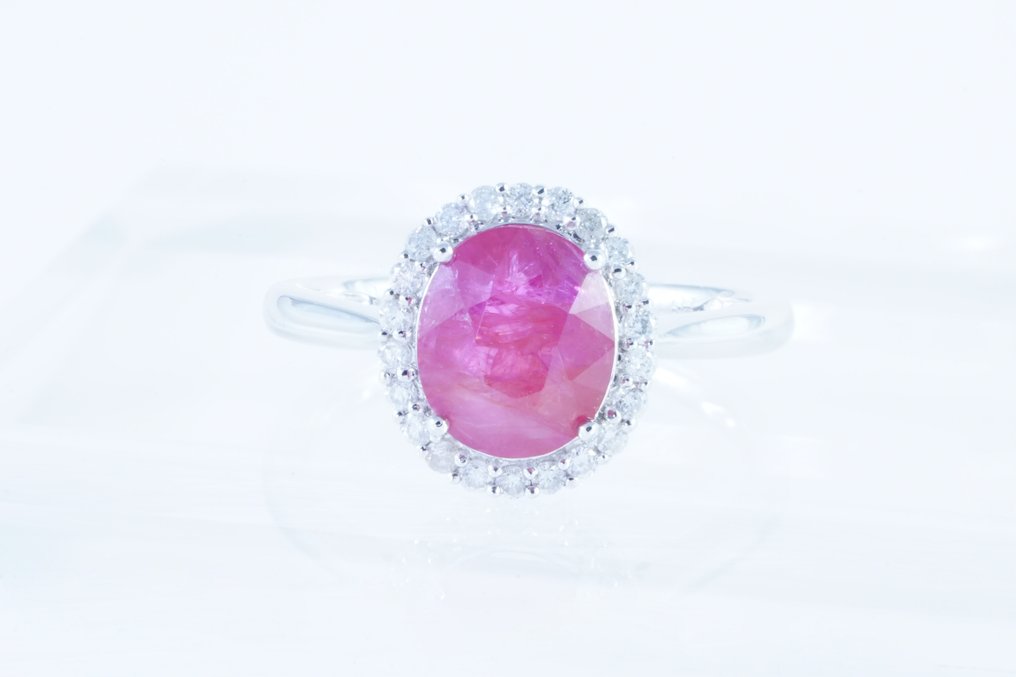 Sans prix de réserve - Bague Platine - 2.94ct. tw. Saphir - Diamant #1.0