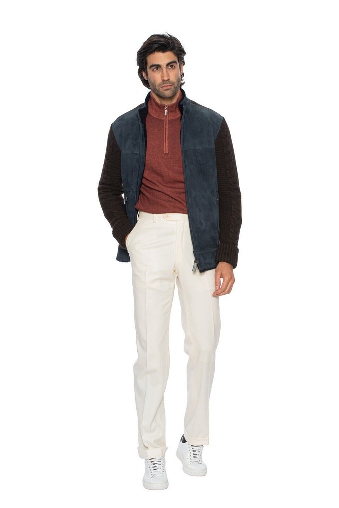 HETTABRETZ RRP 6300€ Cashmere / Wool Blue Leather Lambskin Fur Coat - 50 IT - Coat - New with tags #3.2