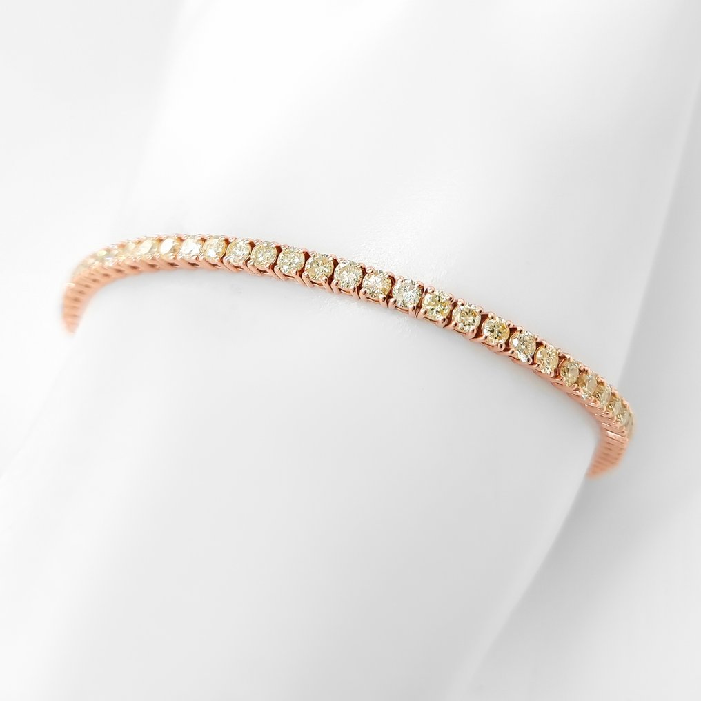 没有保留价 - 手镯 - 14K包金 玫瑰金 - 3.73ct. tw. 黄色 钻石 (天然色彩的) #3.2