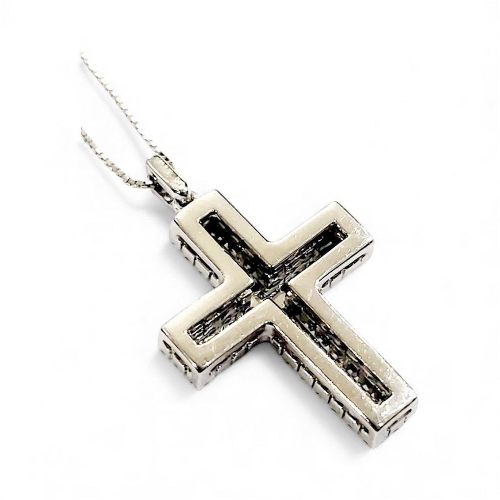 吊坠项链 - 18K包金 白金 -  1.90ct. tw. 蓝宝石 - 钻石 #1.0