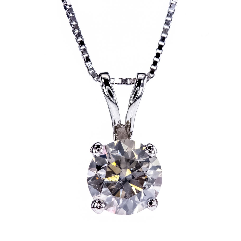没有保留价 - 吊坠项链 - 14K包金 白金 -  1.03ct. tw. 钻石 (天然) #4.3