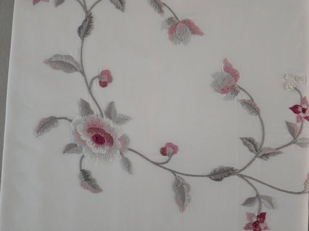 Set Lenzuola ricamate in puro cotone percalle Ricamo Punto pieno - Σεντόνι  - 285 cm - 265 cm #1.0