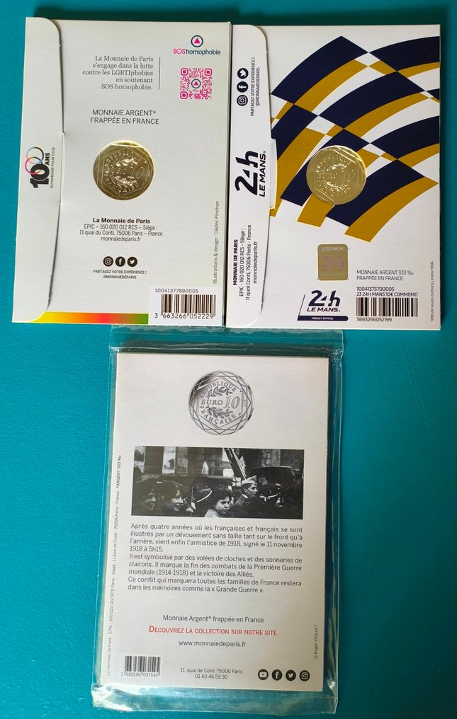法國. 10 Euro 2023/2024 (3 monnaies)  (沒有保留價) #1.0