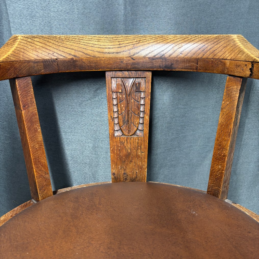 Chair - Wood, Leather - Office chair - Art Deco #4.3