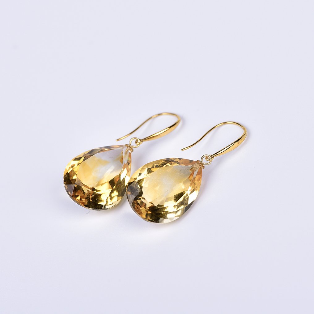 Sans prix de réserve - Boucles d'oreilles - 18 carats Or jaune Citrine - ALGT certifié #1.0