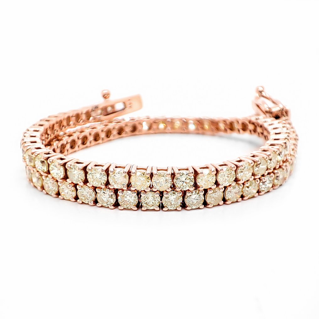 没有保留价 - 手镯 - 14K包金 玫瑰金 - 3.73ct. tw. 黄色 钻石 (天然色彩的) #1.0