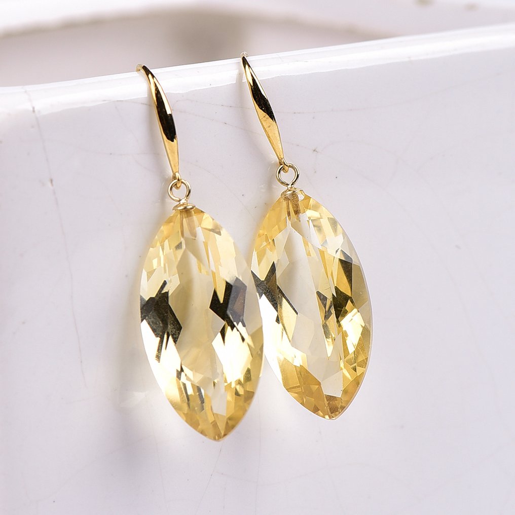 Sans prix de réserve - Boucles d'oreilles - 18 carats Or jaune Citrine - ALGT certifié #1.0
