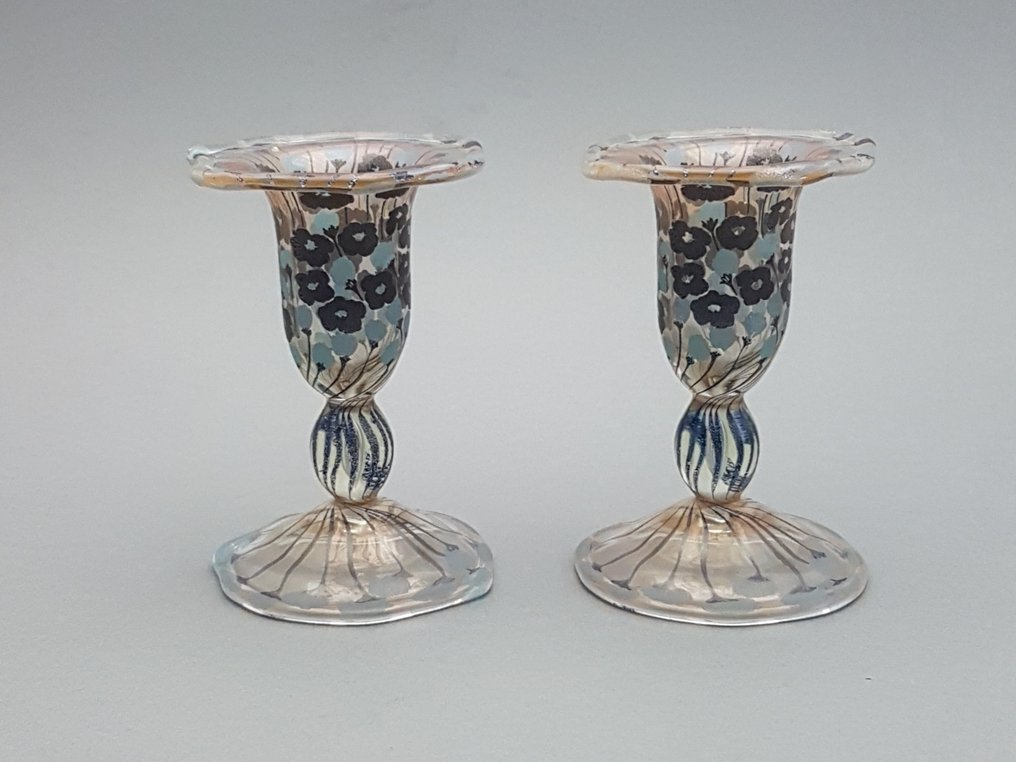 Vera Walther - Ljusstake (2) - Glas - Arte Nova / Jugendstil #3.2