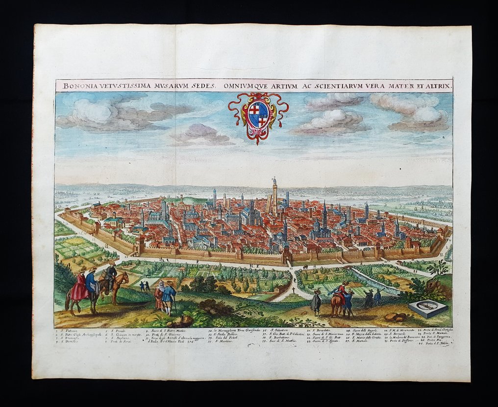 歐洲 - 意大利 / 博洛尼亚 / 艾米利亚-罗马涅; Matthaus Merian - Bononia Vetustissima Musarum Sedes, Omniumque Artium ac Scientiarum Vera Mater et Altrix - 1681-1700 #1.0