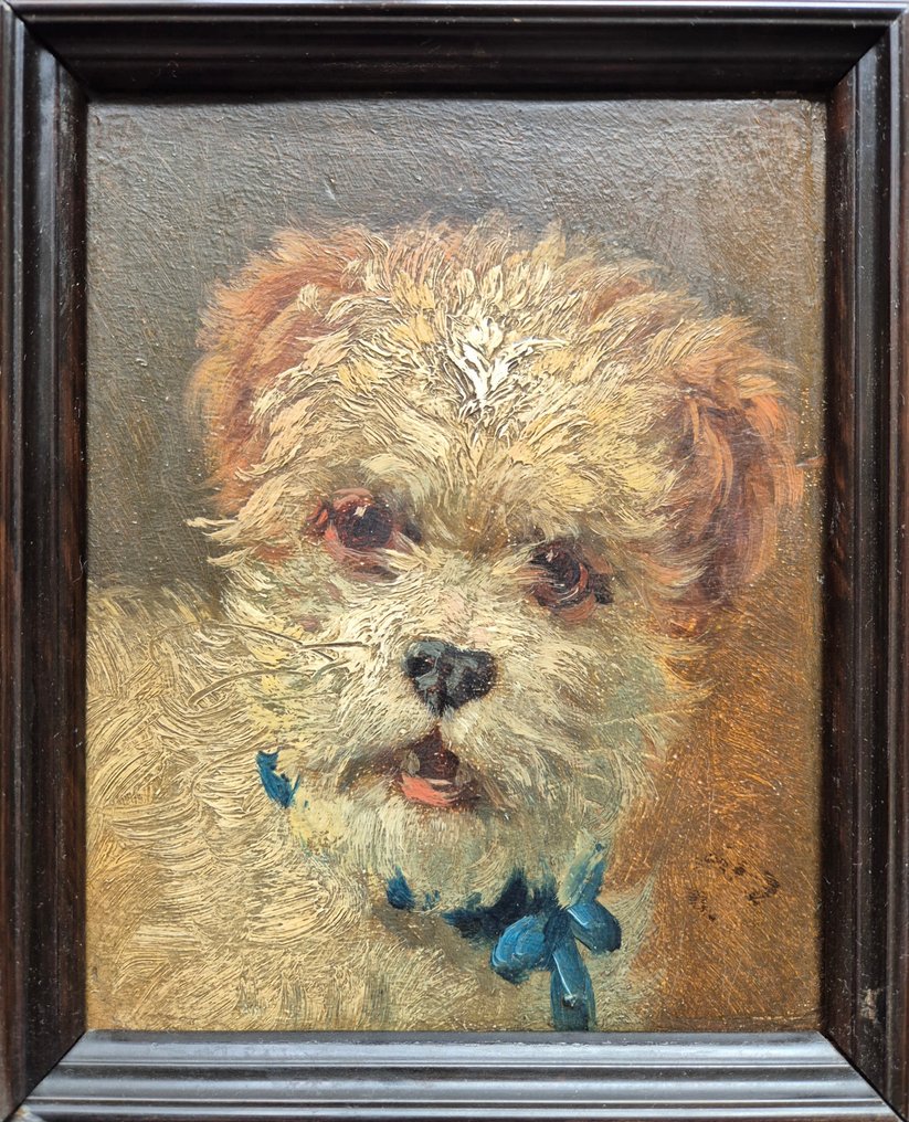 Otto Eerelman (1839-1926), Attributed to - Terriër met blauwe strik #3.2