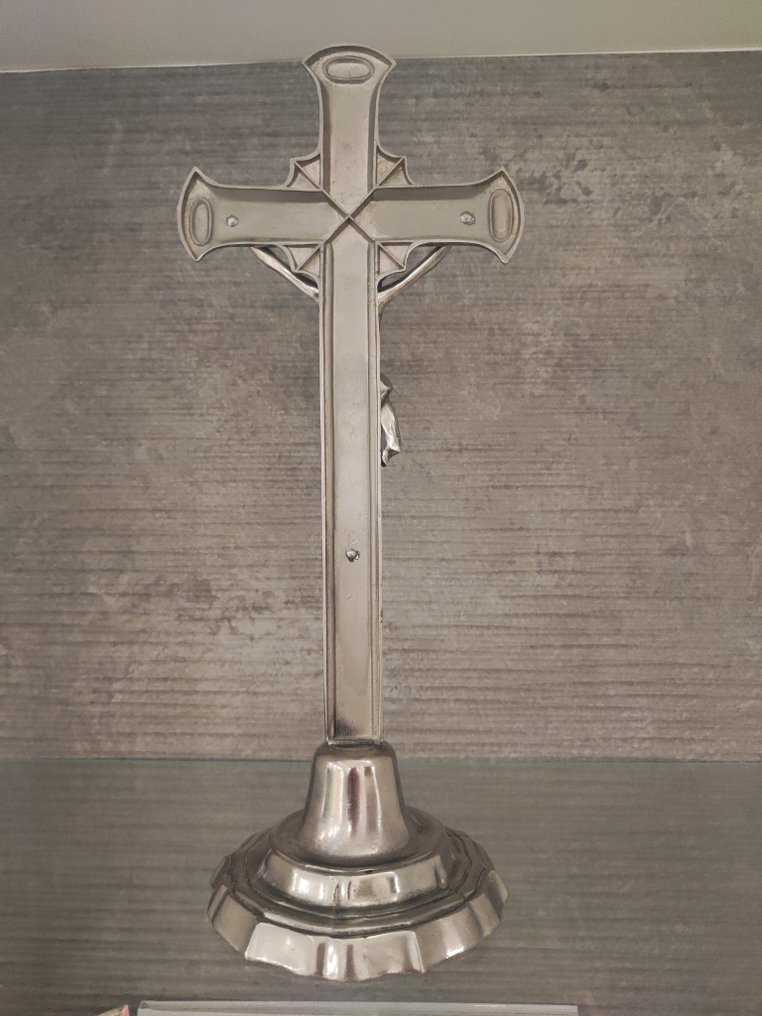 Σύγχρονη στυλ των μέσων του αιώνα Εσταυρωμένος - Επαργυρωμένος ορείχαλκος - 1950-1960 - Kruzifix 332  #2.1