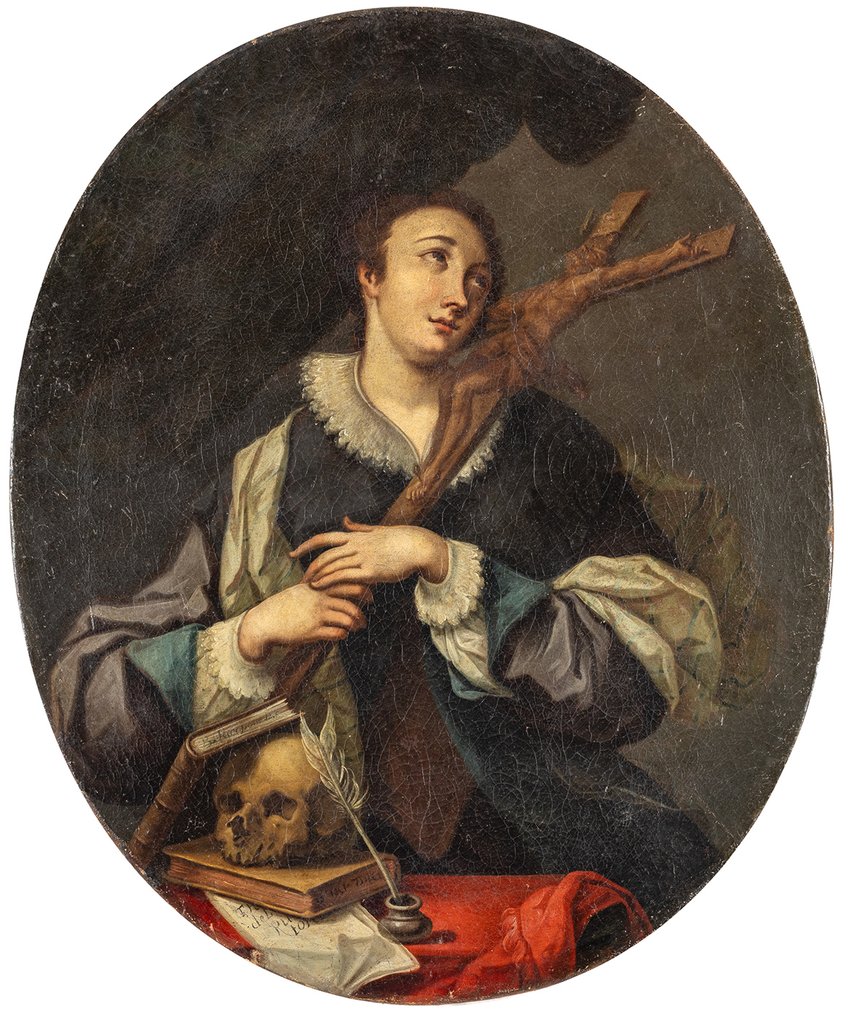 Ludovico Mazzanti (1686–1775), Workshop of - Santo in adorazione del crocifisso #1.0