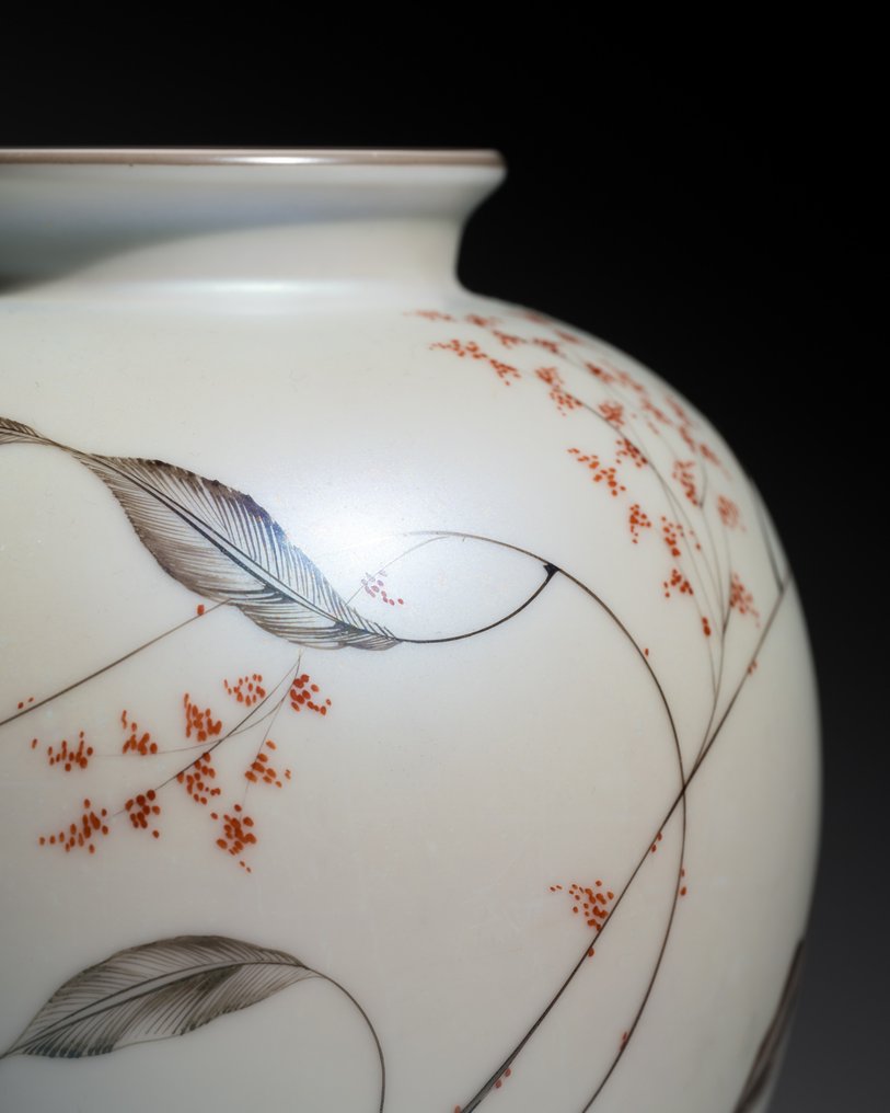 Rosenthal - Fritz von Stockmayer - 花瓶 - 手绘并签名的FvS珍珠色与天鹅绒触感 - 瓷器 - 丝滑釉面杏仁 #4.3