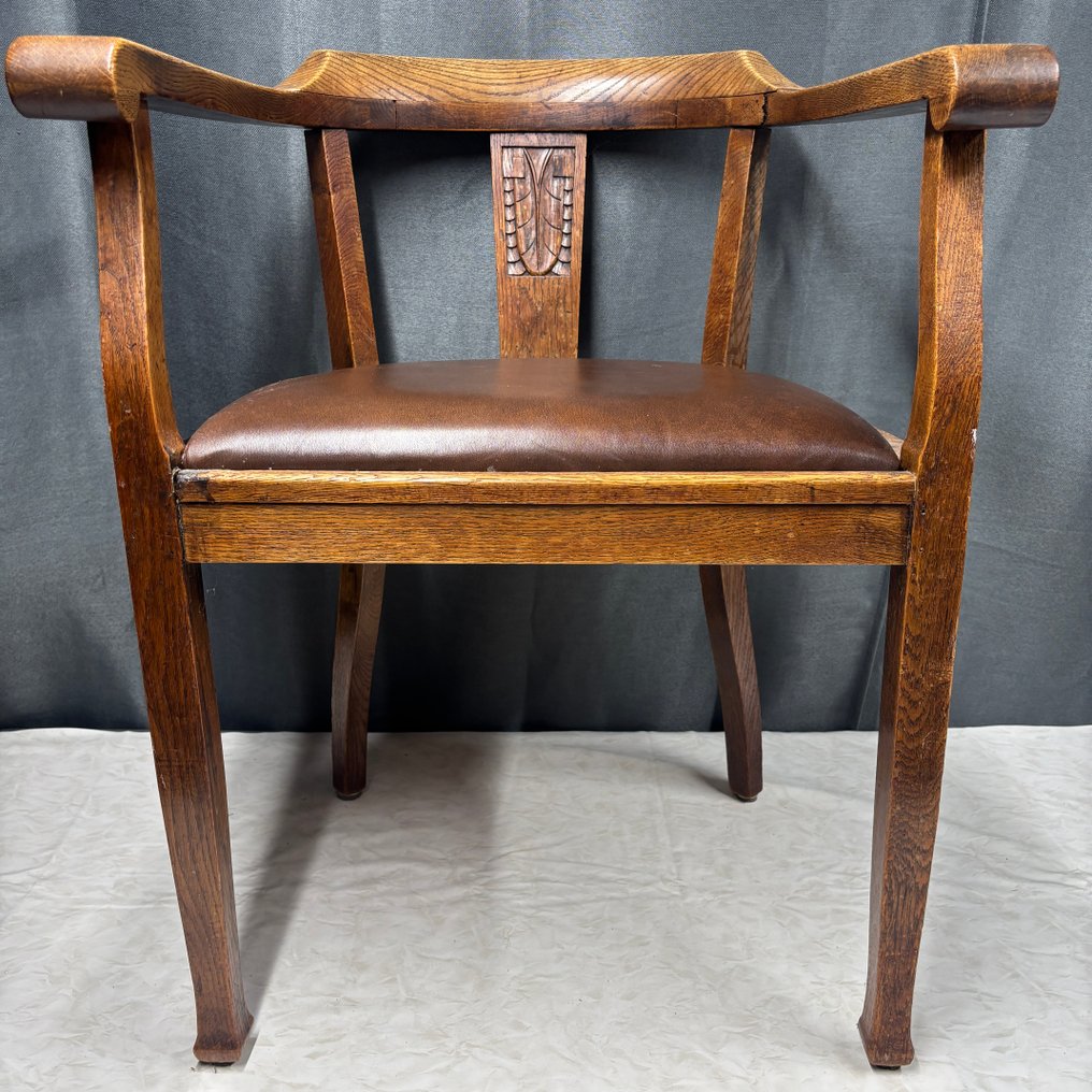 Chair - Wood, Leather - Office chair - Art Deco #1.0