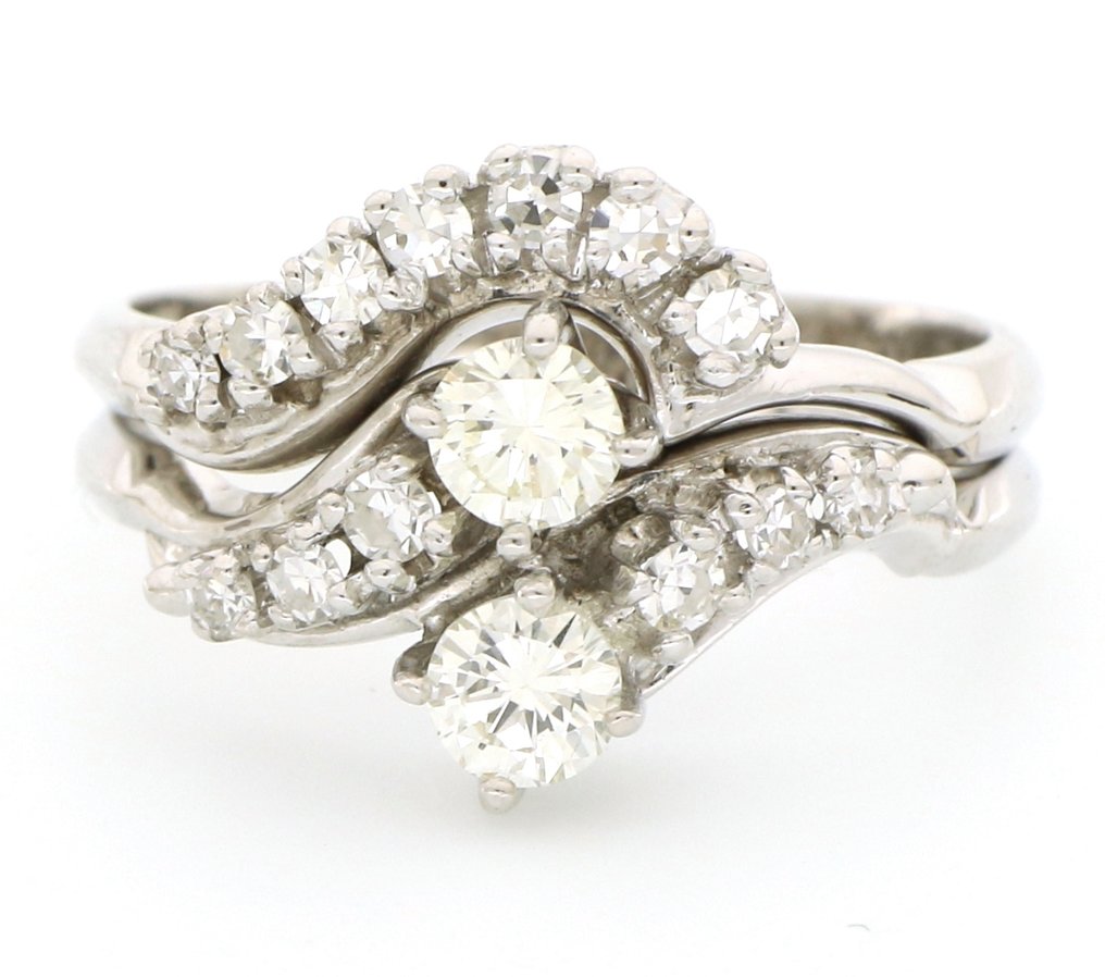 没有保留价 - 戒指 - 14K包金 白金 -  1.20ct. tw. 钻石 (天然)  #1.0