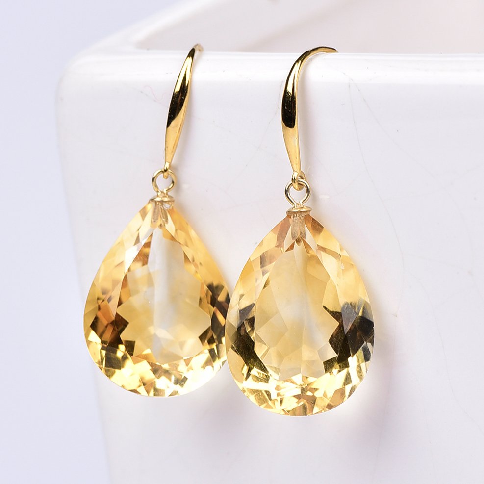 Sans Prix de Réserve - Boucles d'oreilles - 18 carats Or jaune Citrine - ALGT certifié #1.0