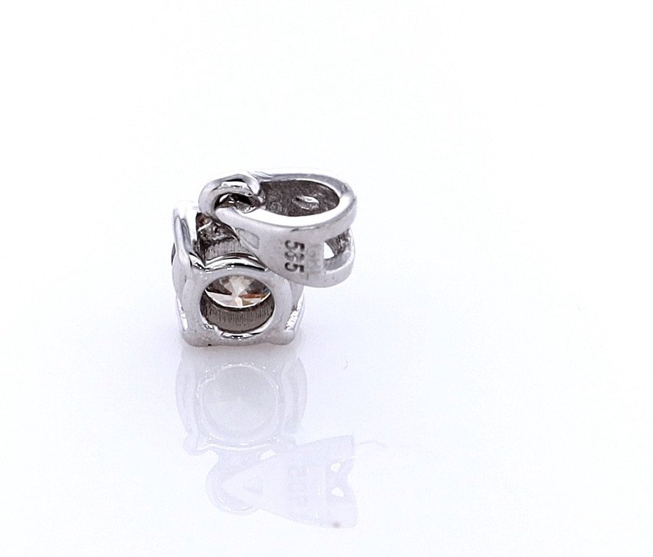 没有保留价 - 吊坠 - 14K包金 白金 - 0.48ct. tw. 钻石 (天然色彩的) #4.3