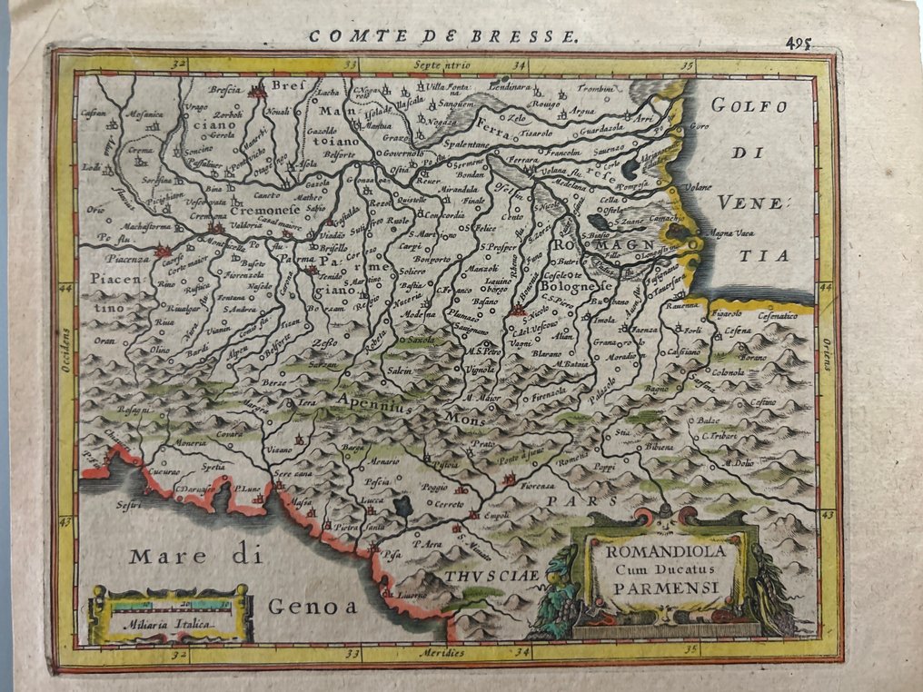Italy - Romagna + Western Emilia + Duchy of Parma; Abraham Ortelius (1527–1598) - ROMANDIOLA cum Ducatus Parmensi - 1601-1620 #1.0