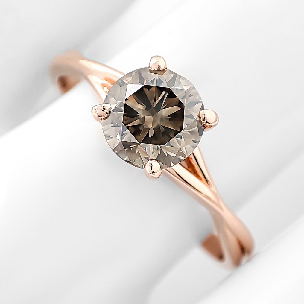 χωρίς τιμή ασφαλείας - Δαχτυλίδι - 14 καράτια Ροζ χρυσό - 1.03ct. tw. Διαμάντι (Φυσικού χρώματος) - Πιστοποιητικό IGI #2.1