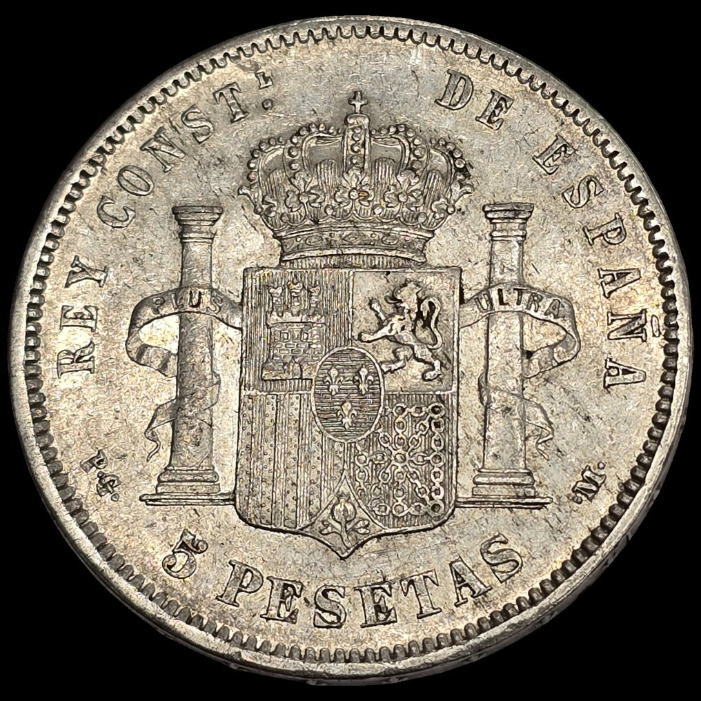Spanje. Alfonso XIII. 5 Pesetas 1892. PGM. *18-92*  (Zonder Minimumprijs) #1.0