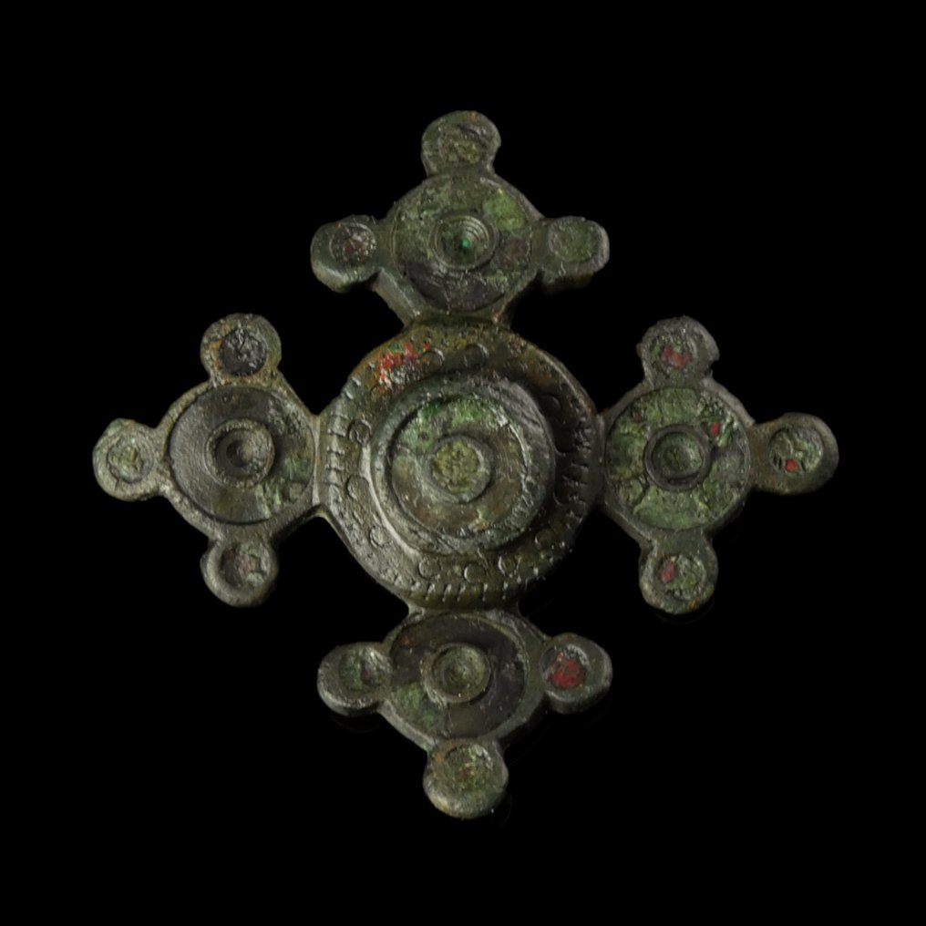 Γαλλορωμαϊκός - πρώιμος Γερμανικός Εμαγιέ σταυροειδές καρφίτσα - μεγάλο μέγεθος. #1.0