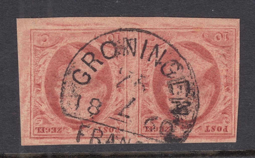 Ολλανδία 1852 - Ζευγάρι με λάθος σφραγίδα του Koning Willem III. - NVPH 2 #1.0