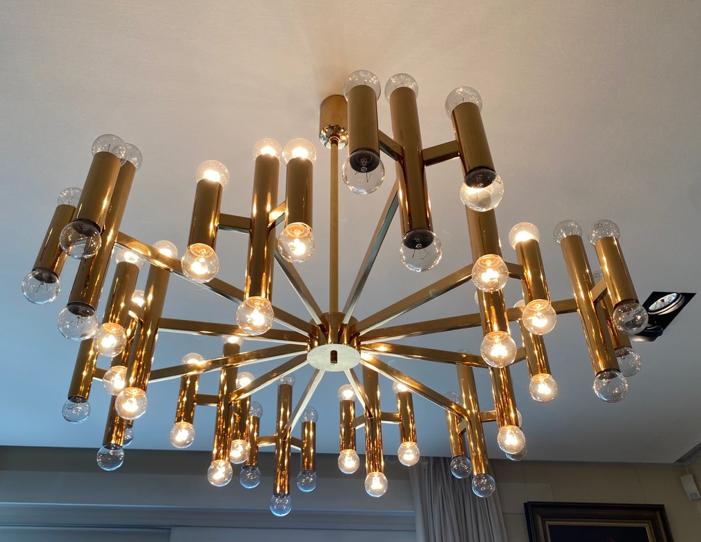 Πολυέλαιος - Ορείχαλκος, Γυαλί - Όμορφος μπρούντζινος πολυέλαιος. #1.0