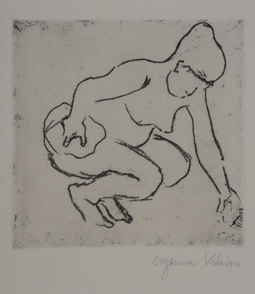 Suzanne Valadon (1865-1938) - Catherine accroupie aux traits noirs #1.0
