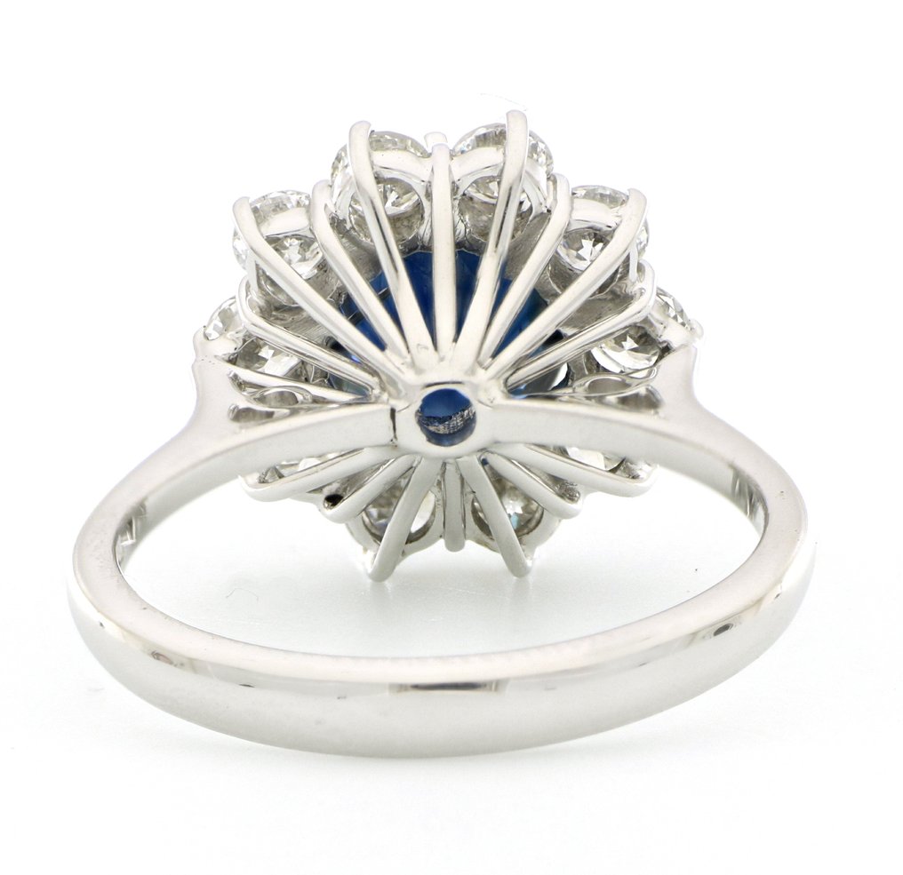 Zonder minimumprijs - Ring - 18 karaat Witgoud - 3.00ct. tw. Saffier - Diamant #3.2