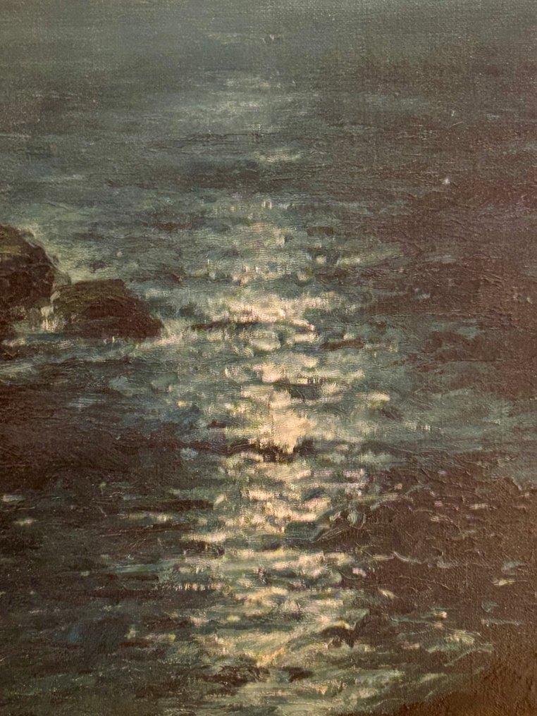 Giovanni Cavalleri (1858-1934) - Marina notturna luminosa #4.3