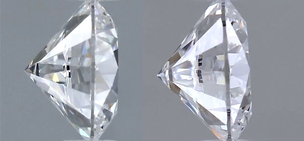 2 pcs Diamond  (Natural)  - 0.62 ct - Round - D (colourless) - VVS2 - Gemological Institute of America (GIA) - *Matching Pair* *3EX* #1.0