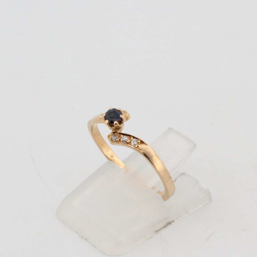χωρίς τιμή ασφαλείας - Δαχτυλίδι - 18 καράτια Κίτρινο χρυσό Ζαφείρι - Διαμάντι #3.2