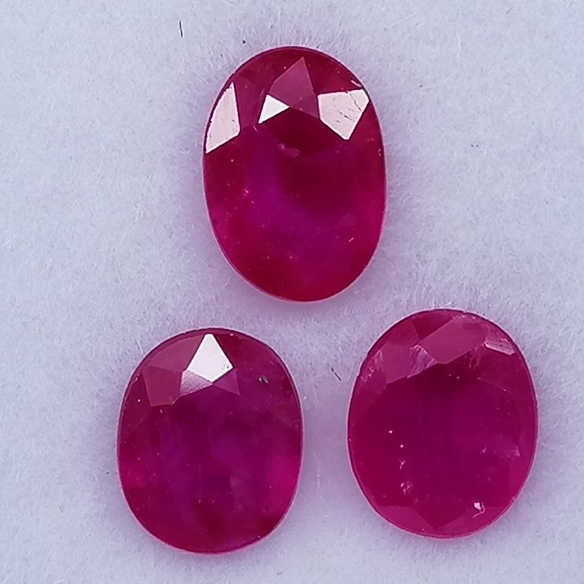 3 pcs Rosso Rubino - 1.43 ct - Instituto Gemólogico Español (IGE) #1.0