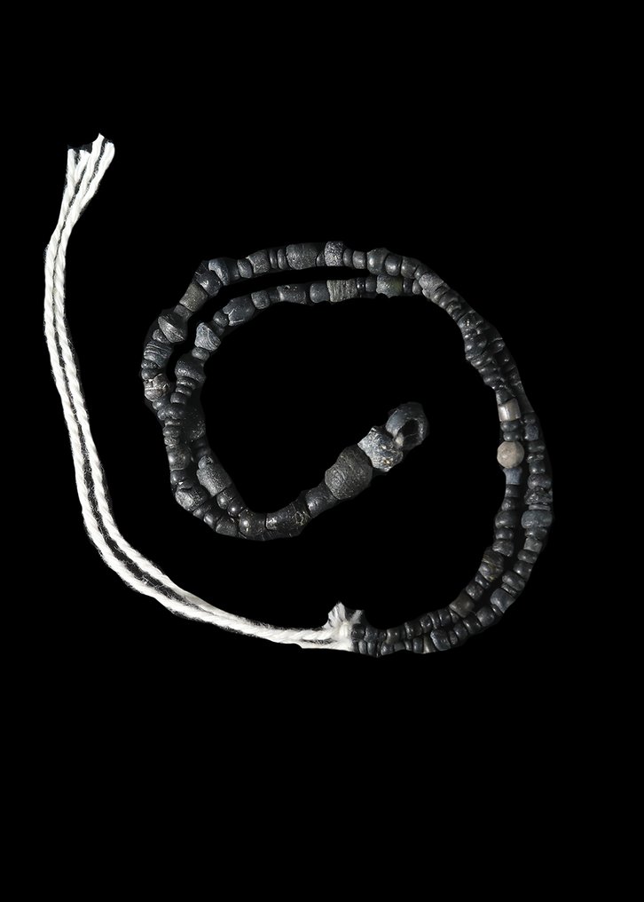 Αρχαία Ρωμαϊκή Μαύρο Γυαλί Κολιέ με χάντρες (χωρίς τιμή ασφαλείας) #2.1