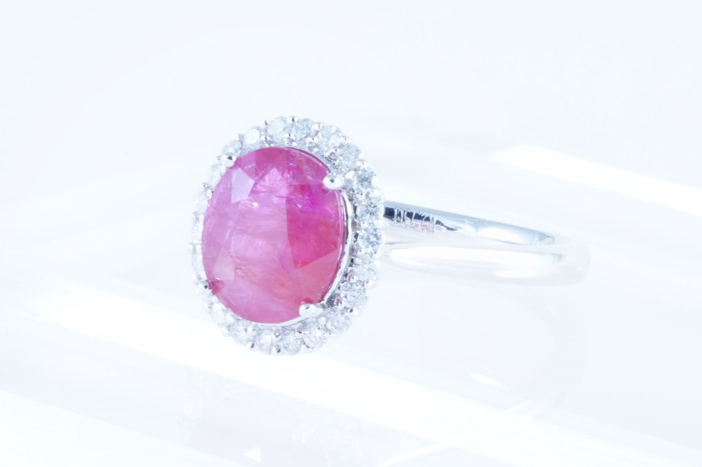 Sans prix de réserve - Bague Platine - 2.94ct. tw. Saphir - Diamant #1.0