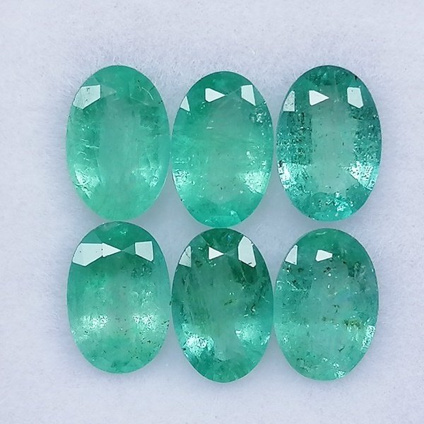 6 pcs Πράσινο Σμαράγδι - 2.44 ct - Instituto Gemólogico Español (IGE) - Μικρό λάδι #1.0