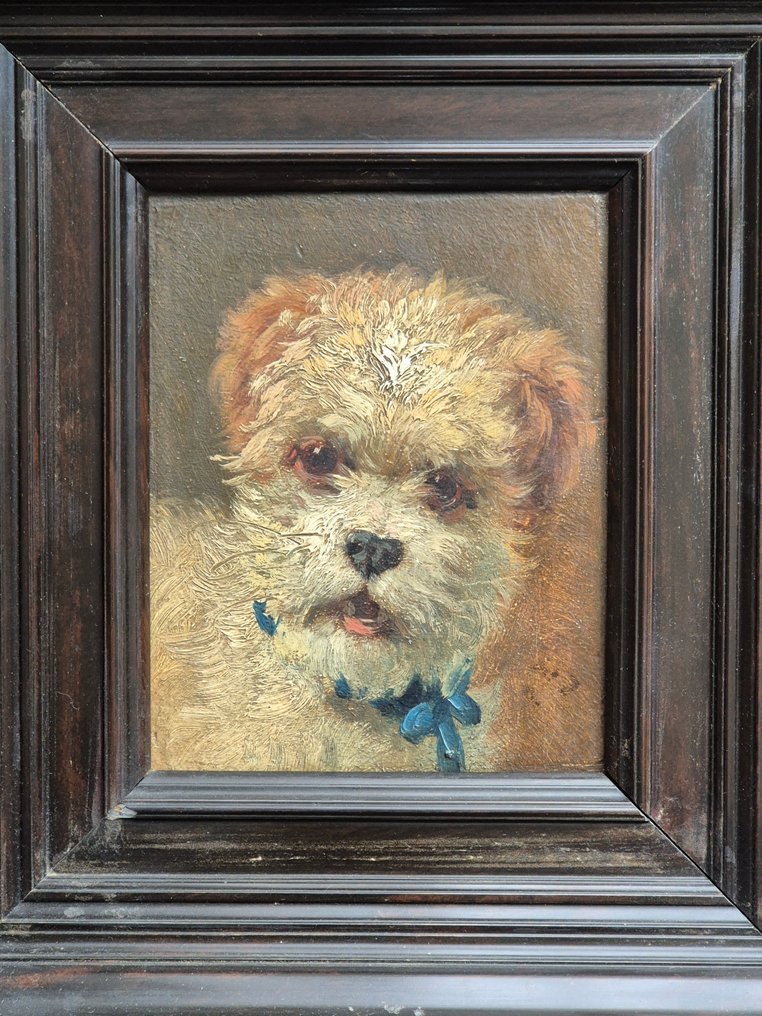 Otto Eerelman (1839-1926), Attributed to - Terriër met blauwe strik #1.0